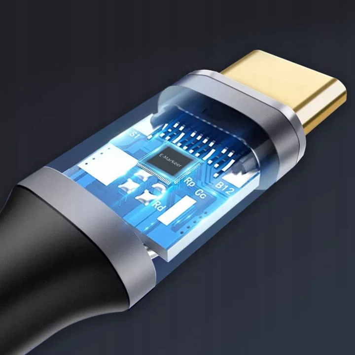 KABEL USB-C USB 3.1 TYP C KĄTOWY FAST CHARGE 10Gbps WIREWAY WW331315 1.5m