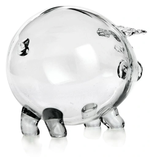 BEZBARWNA szklana ŚWINKA skarbonka przezroczysta