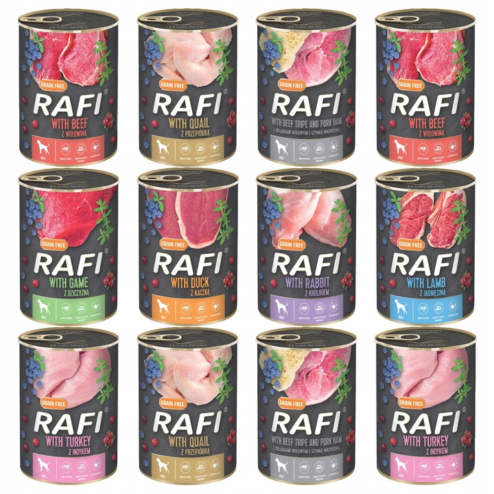 RAFI Karma mokra dla psa DOLINA NOTECI mix smaków 12 x 400g bezzbożowa