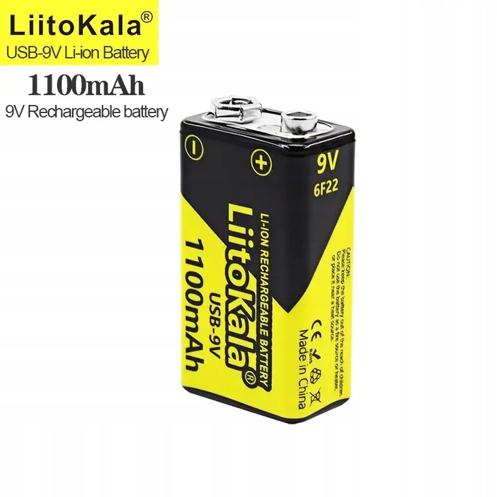 Akumulator Bateria LiitoKala 6F22 USB 9V 1100mAh Li-ion z USB typu C