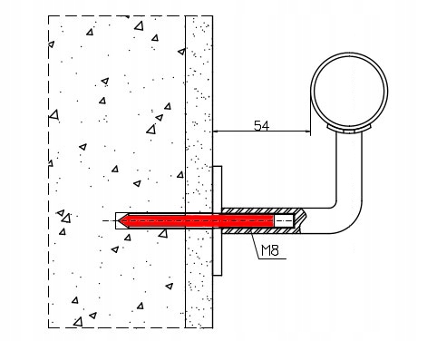 Poręcz schodowa, ścienna solidna rura 2,0 mm stal nierdzewna długość
