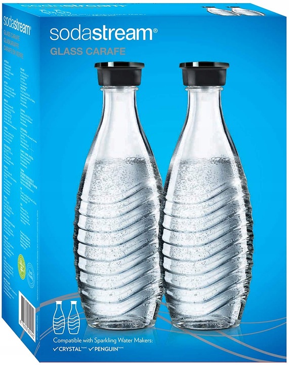 2 Szklane Butelki Karafki SodaStream Crystal Penguin 0,6L