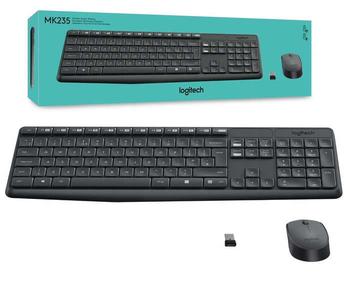 Logitech MK235 zestaw bezprzewodowa niska klawiatura mysz 920-007931 czarna