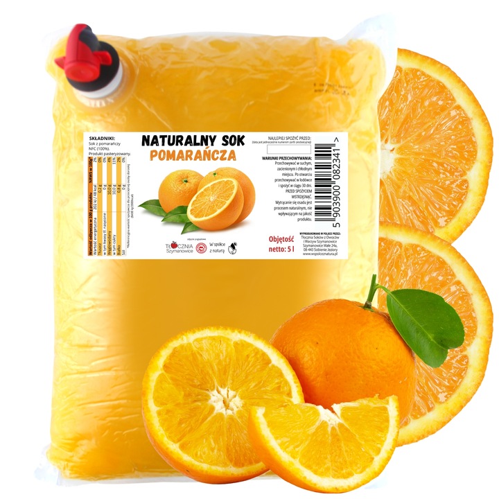 SOK POMARAŃCZOWY Z POMARAŃCZY POMARAŃCZA TŁOCZONY 100% NFC ŚWIEŻY 5L