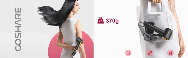 Mocna Suszarka do Włosów COSHARE EssenceRing SuperFlow1 PRO Jonizacja