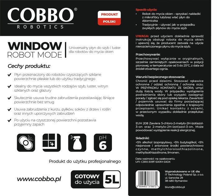 Płyn do robotów do mycia okien 5L - COBBO Robotics