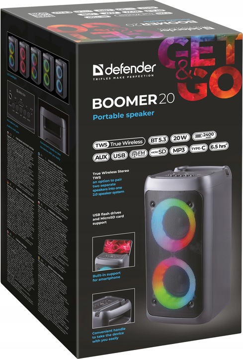 Głośnik Bluetooth Boombox Mobilny USB RADIO LED Bezprzewodowy