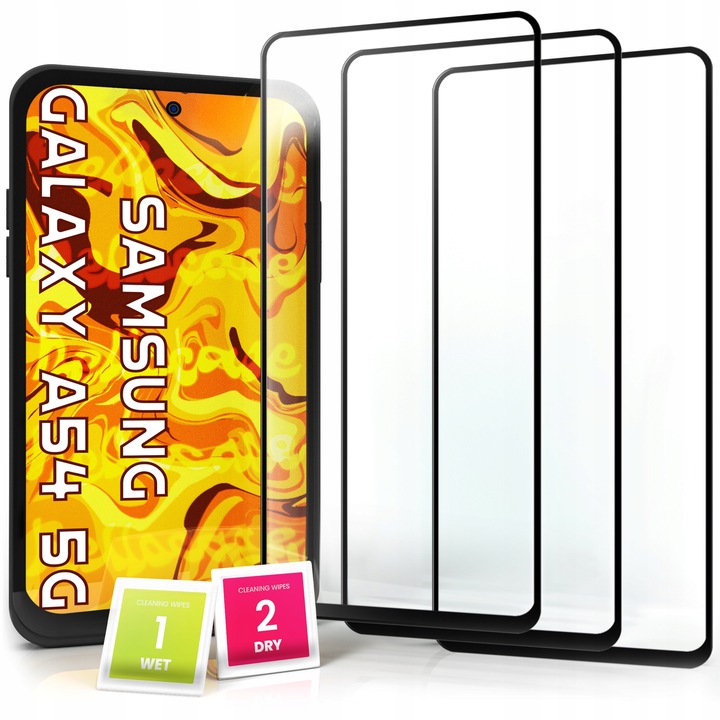 3-pak SZKŁO HARTOWANE DO Samsung Galaxy A54 5G na cały ekran 9H ochronne 5D