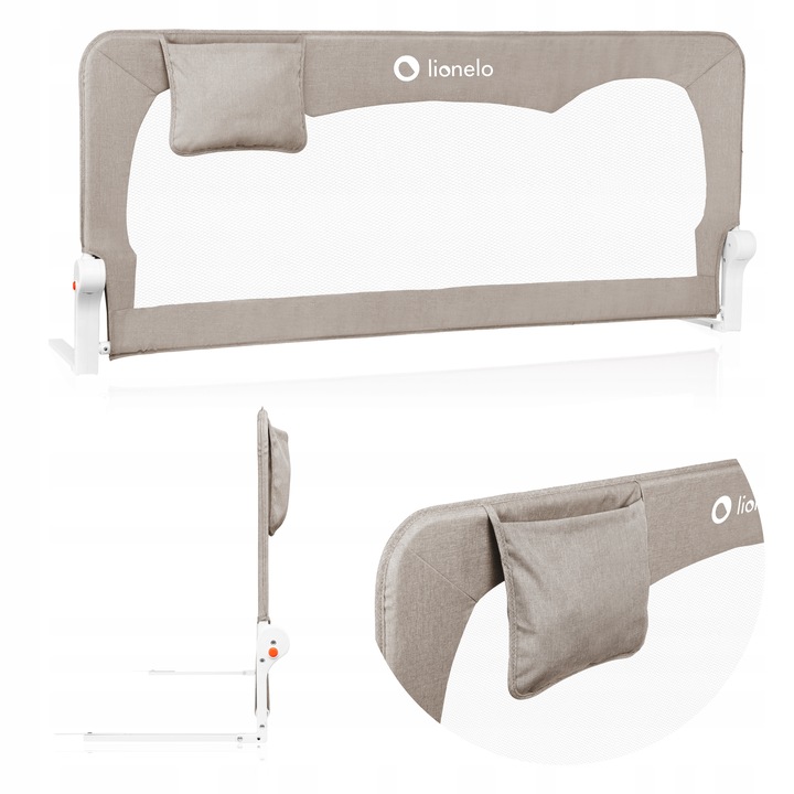 Barierka BRAMKA ZABEZPIECZAJĄCA do łóżka WYSOKA 150x66cm BEŻ Lionelo