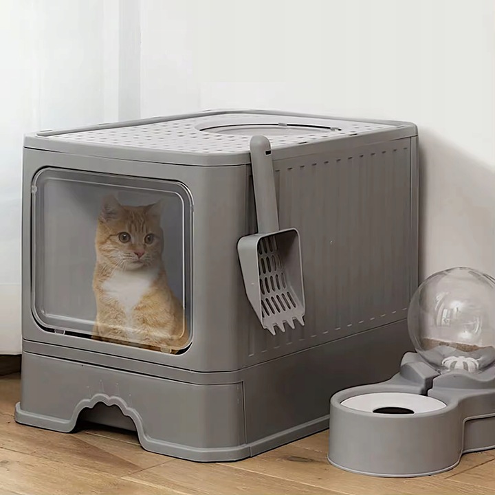 DUŻA KUWETA dla Kota Z FILTREM Z SZUFLADĄ na żwirek Z ŁOPATKĄ