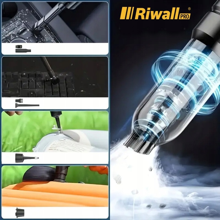 ODKURZACZ RĘCZNY SAMOCHODOWY BEZPRZEWODOWY AKUMULATOROWY MOC RIWALL