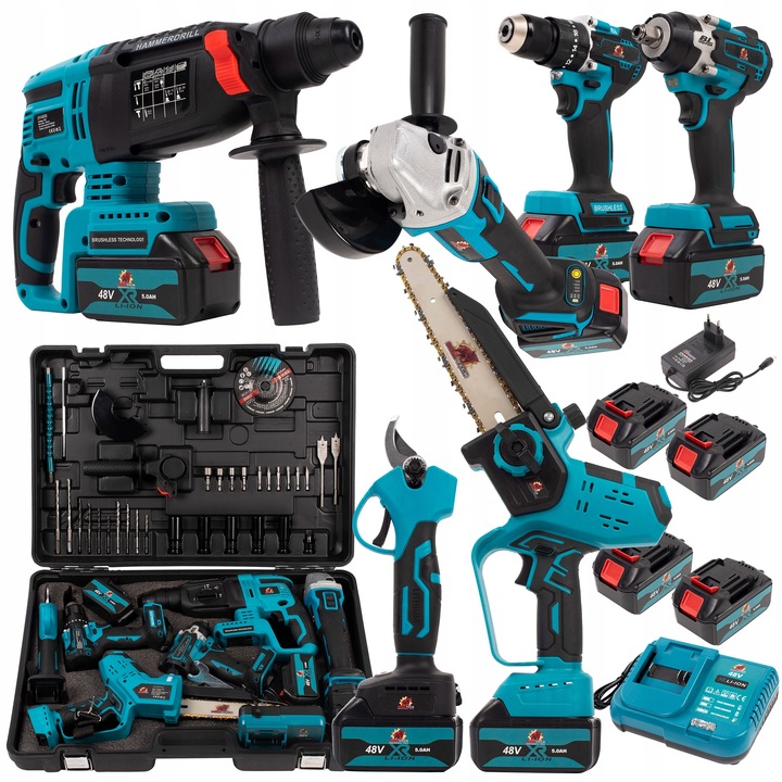 ZESTAW 6W1 WKRĘTARKA KLUCZ UDAROWY MŁOTOWIERTARKA SZLIFIERKA PIŁA