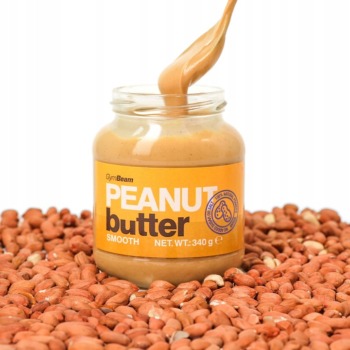 MASŁO ORZECHOWE 100% PEANUT BUTTER BEZ CUKRU SOLI GŁADKIE GymBeam 900g