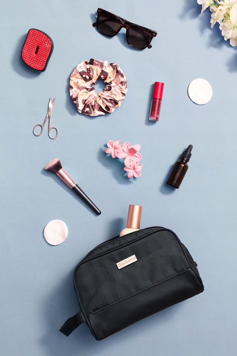 Kosmetyczka Podróżna Organizer na kosmetyki Saszetka czarny jodełka