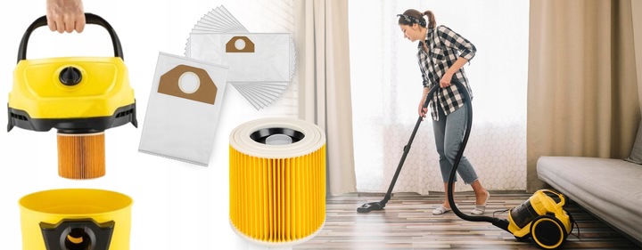 10x WORKI DO ODKURZACZA KARCHER WD3 WD2 SE4001 PLUS KWD V-17 V-15 V12 FILTR