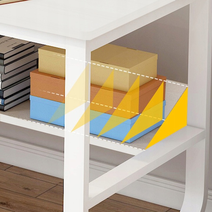 BIURKO KOMPUTEROWE MŁODZIEŻOWE BIAŁE STYL SKANDYNAWSKI DUŻE PÓŁKI