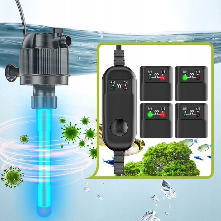 5W1 FILTR WEWNĘTRZNY Z LAMPĄ UV 800L/H DO AKWARIUM 100-300L Z UVC