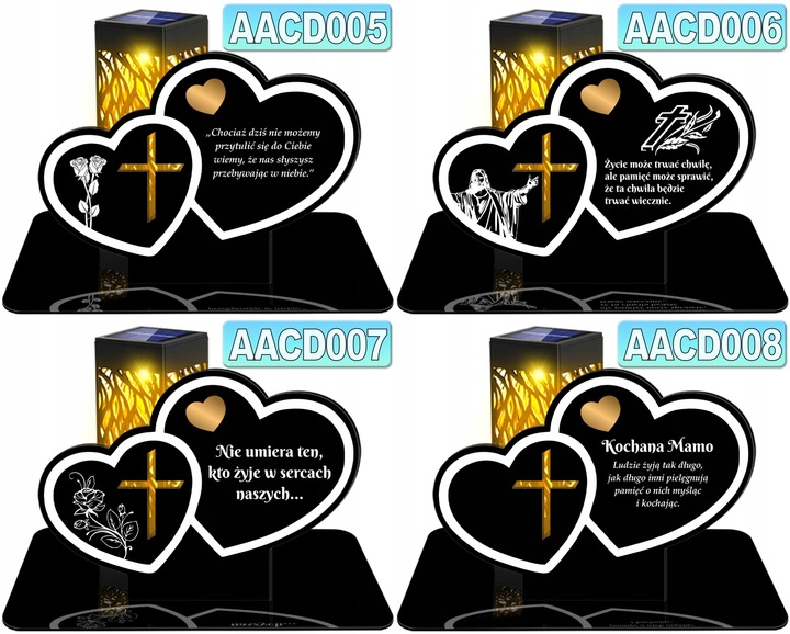 ZNICZ SOLARNY LED WIECZNY DLA DZIADKÓW NA CMENTARZ GRÓB lampka Serce 3D