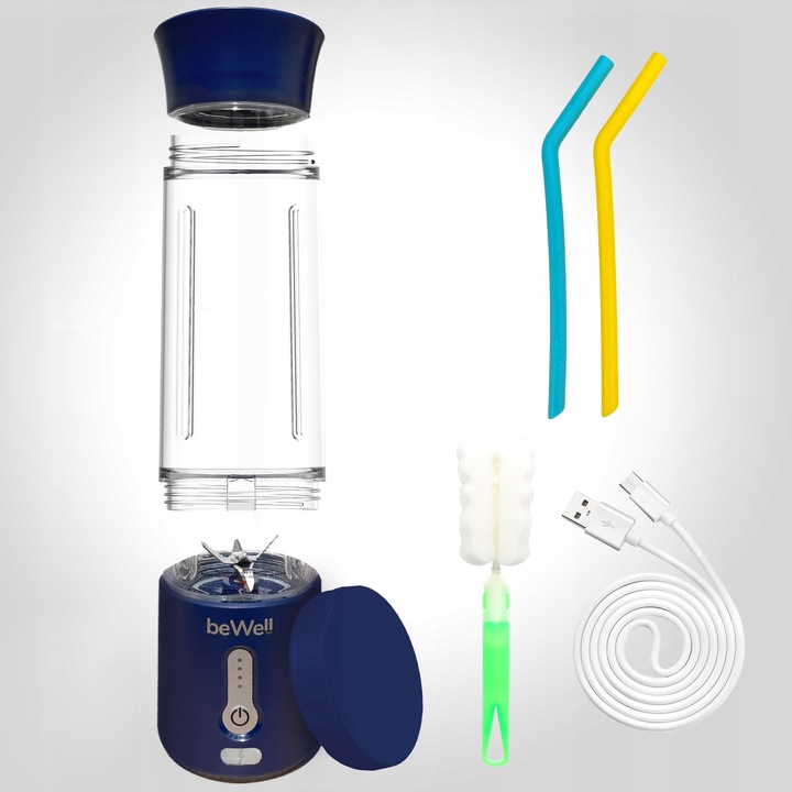 BLENDER KIELICHOWY DO SMOOTHIE KOKTAJLI RĘCZNY beWell Plus 500ml PRZENOŚNY