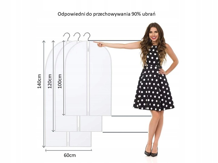 Pokrowce na ubrania transparent 3 rozmiary 10szt