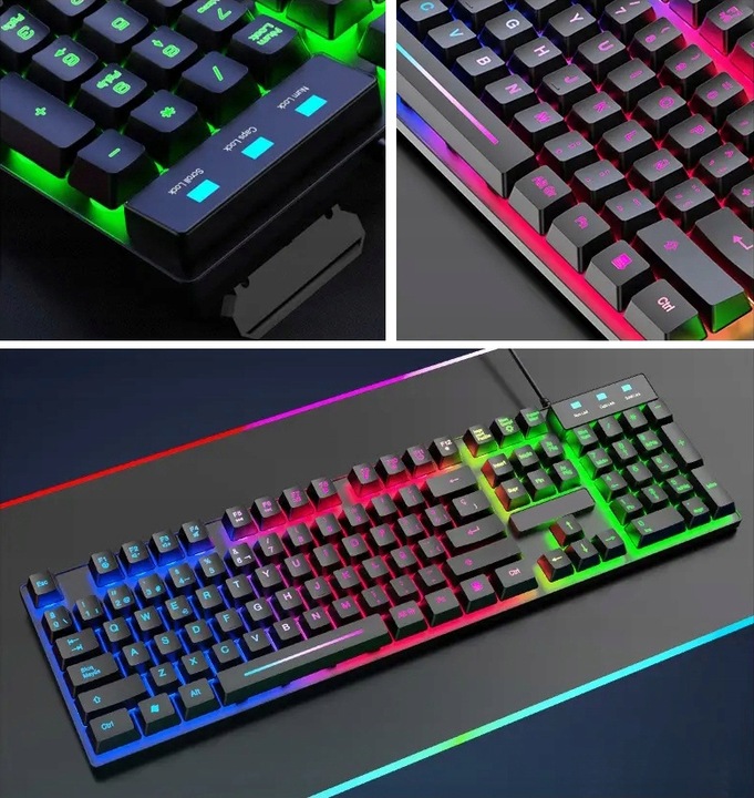 KLAWIATURA MYSZKA PODKŁADKA GAMINGOWA PODŚWIETLENIE PROFESJONALNY ZESTAW