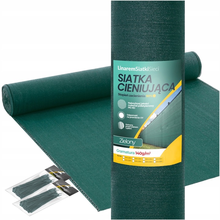 SIATKA CIENIUJĄCA 90% MASKUJĄCA MATA OSŁONOWA NA OGRODZENIE PŁOT 1,5x50m UV