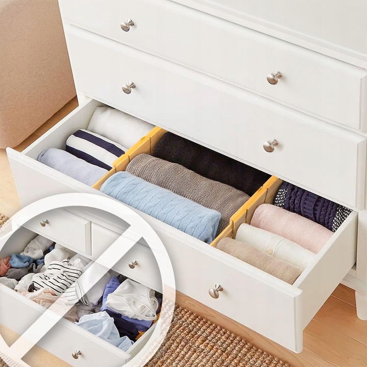 4x BAMBUSOWY ORGANIZER DO SZUFLADY SEPARATOR PRZEGRÓDKA Z 9