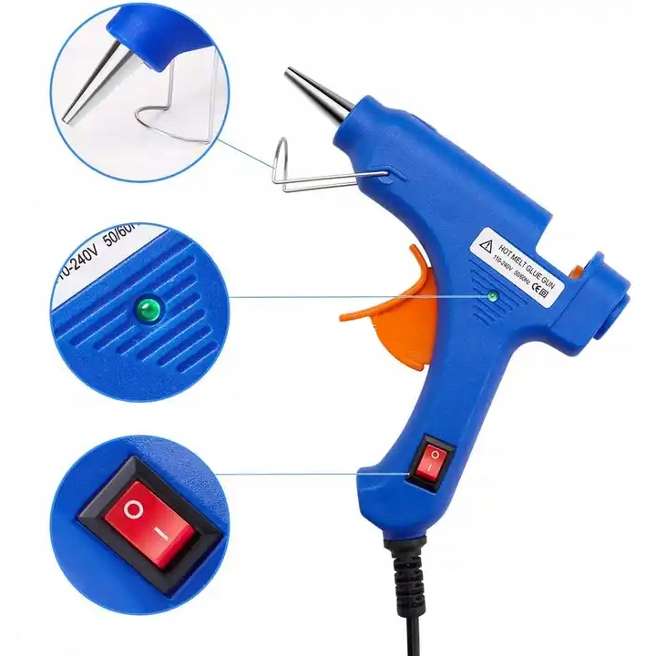 PISTOLET PRECYZYJNY KLEJARKA DO KLEJENIA NA GORĄCO + DUŻY ZAPAS LASKI