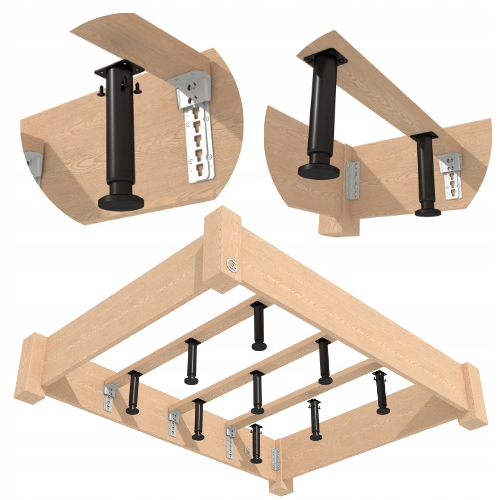 METALOWE NOGI DO ŁÓŻKA SZAFEK MEBLI REGULOWANE 178 - 300 mm CZARNE 4