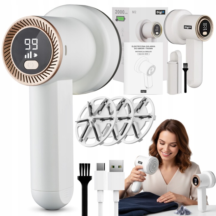 GOLARKA DO UBRAŃ TKANIN TAPICERKI MOCNA AKUMULATOROWA USB 2000mAh+ 3