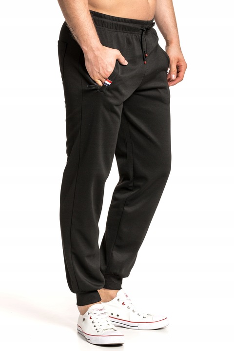 SPODNIE DRESOWE DRESY WIOSENNE ZE ŚCIĄGACZEM NA CODZIEŃ No6 CZARNE - XL