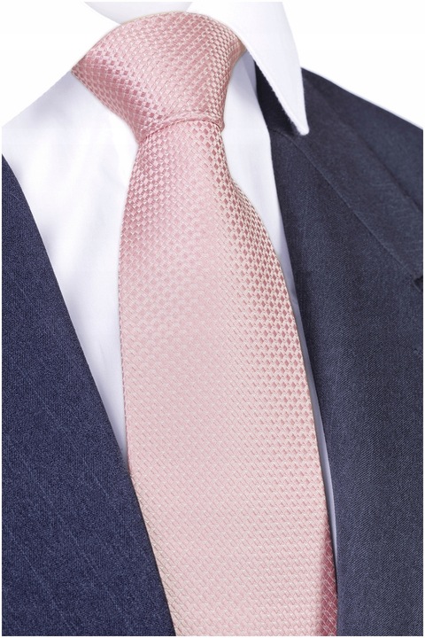 NATURALNY JEDWAB 100% Żakardowy Krawat Męski do garnituru Różowy GREG kj40