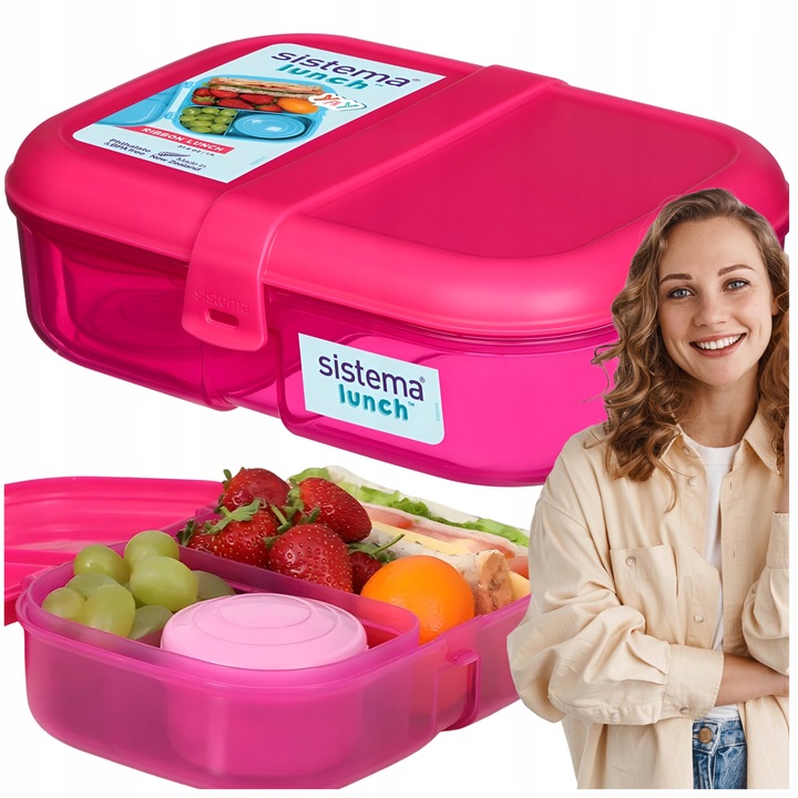 ŚNIADANIÓWKA SISTEMA LUNCHBOX POJEMNIK SOS BOX BENTO 1100ML Z PRZEGRÓDKAMI