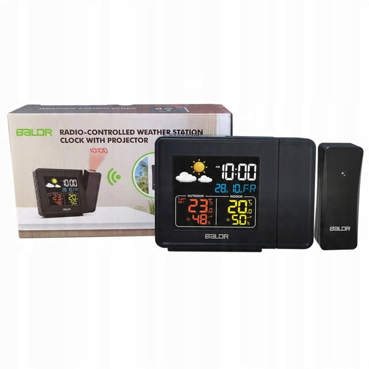 Stacja Pogody Pogodowa Zegar Czujnik Zewnętrzny Higrometr Budzik