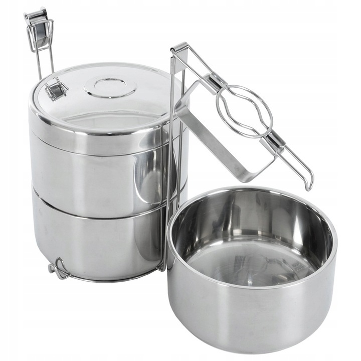 Menażka 3-POZIOMOWA piętrowa termiczna termos przenoszenia żywności obiadów