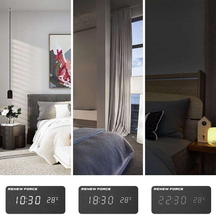 Zegar cyfrowy elektroniczny BUDZIK termometr Z CZUJNIKIEM dźwięku i