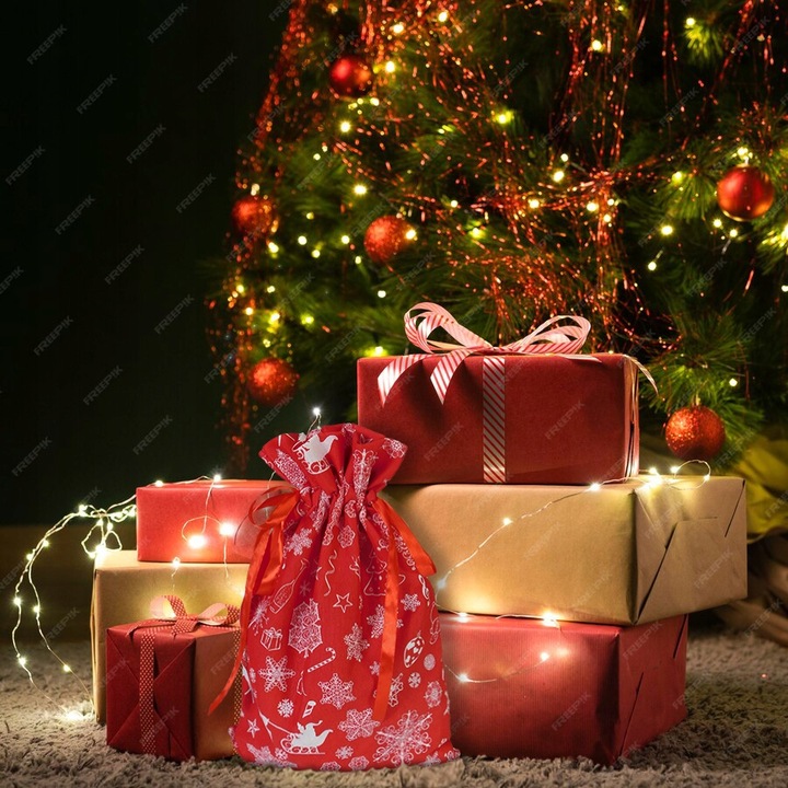 5x WOREK NA PREZENTY ŚWIĄTECZNY MIKOŁAJKOWY 30x45 cm EKO PREZENTOWY WIĄZANY