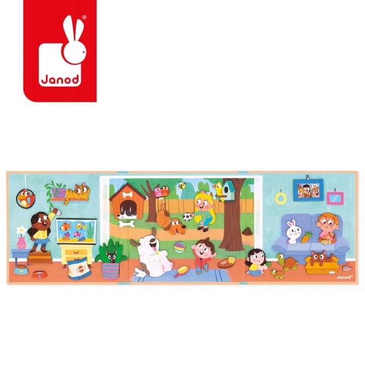 Układanka magnetyczna Zwierzęta domowe Magneti'stories dla dzieci 3+, Janod