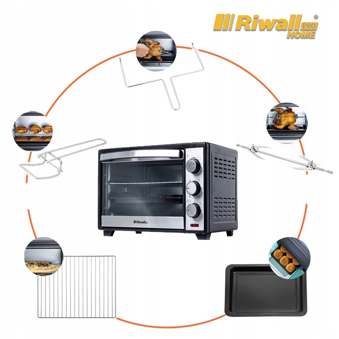 PIEKARNIK ELEKTRYCZNY RIWALL RPI-01 25L TERMOOBIEG ROŻNO GRILL