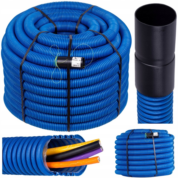 RURA KARBOWANA AROT 40mm 50m PESZEL DO ZIEMI Z PILOTEM NIEBIESKA DVR