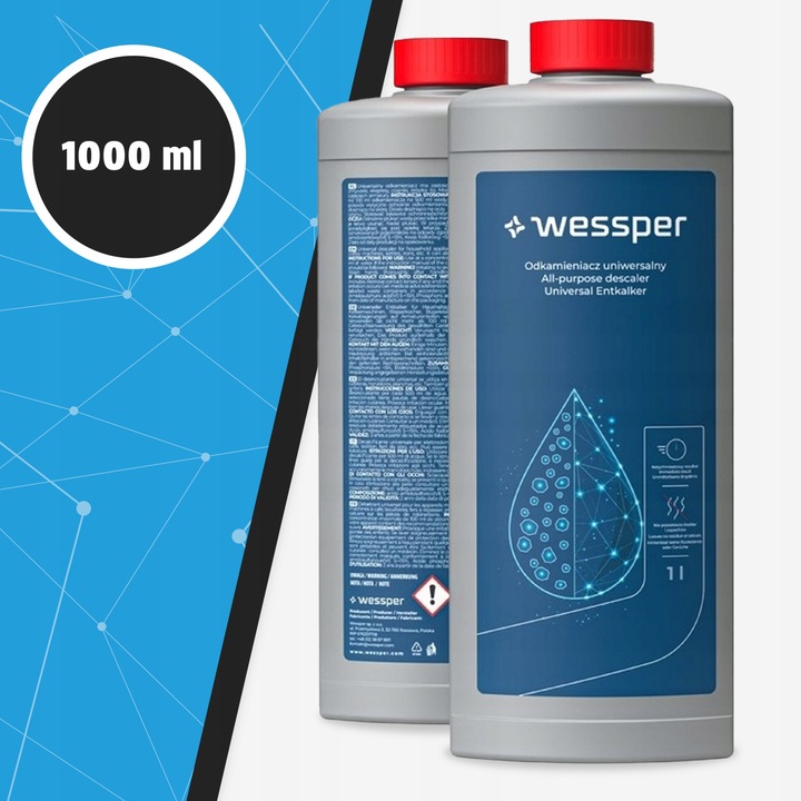 MOCNY Odkamieniacz w Płynie 1L UNIWERSALNY DUŻY Wessper do Ekspresu -1000ml