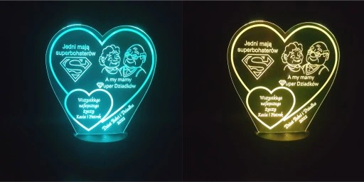 Prezent na Dzień Babci i Dziadka Statuetka dla Dziadków lampka LED + GRAWER