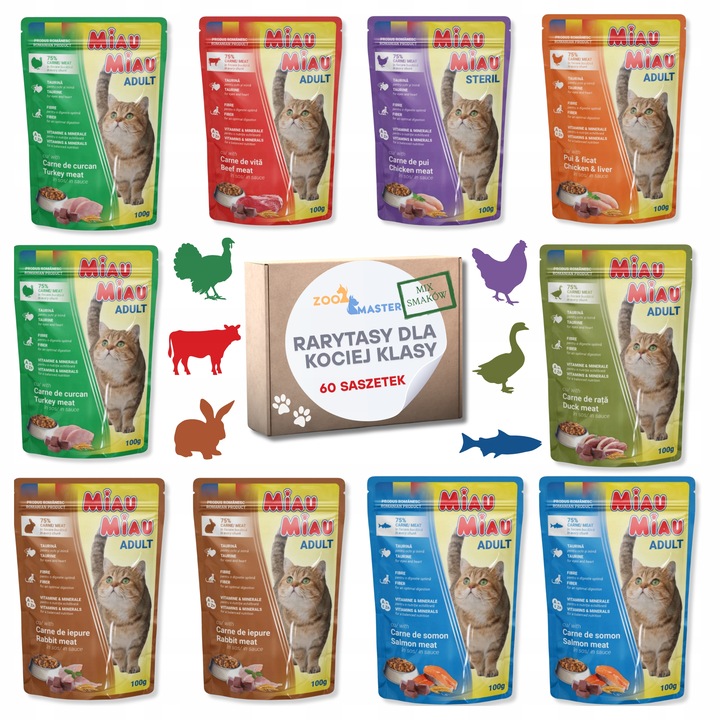 Karma mokra dla kota Saszetka Mix Smaków RARYTASY DLA KOCIEJ KLASY 60