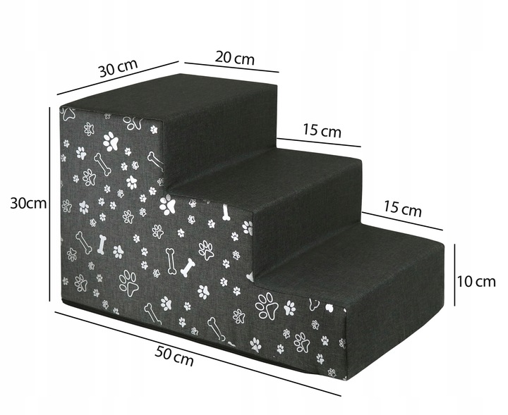 SCHODKI SCHODY DLA PSA RAMPA PODEST STABILNE 3 STOPNIE 30 cm