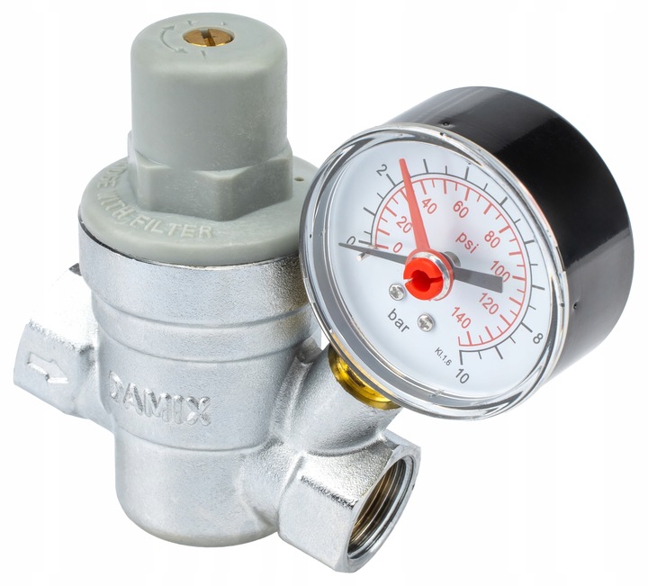 REDUKTOR CIŚNIENIA WODY Z MANOMETREM 1/2'' DN15 REGULATOR 1,5-6,5 BAR
