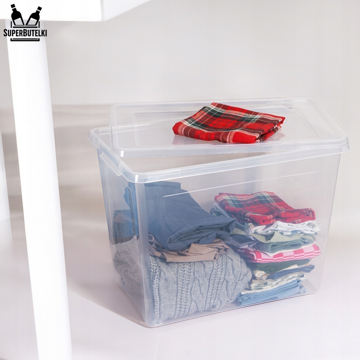 DUŻY POJEMNIK Z KÓŁKAMI 80L PLASTIKOWY ORGANIZER SZUFLADY SZAFY NA