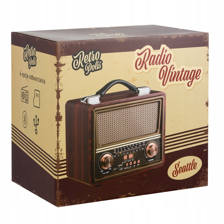 Radio sieciowo-bateryjne AM, FM, SW Retropolis Seattle