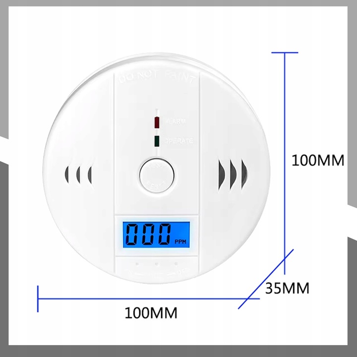 CZUJNIK CZADU TLENKU WĘGLA CO BEZPRZEWODOWY LCD DETEKTOR GŁOŚNY