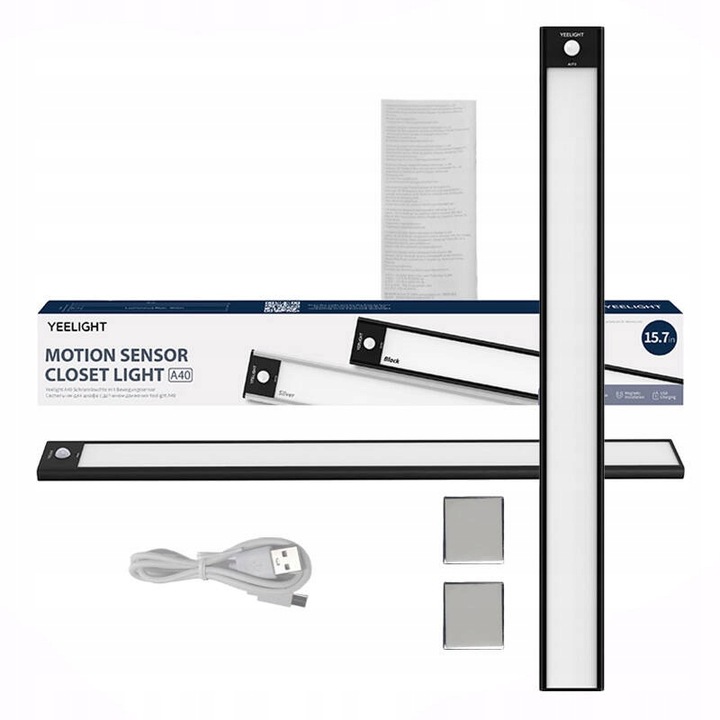 Lampka Do Szafy Z Czujnikiem Listwa Yeelight 40cm Czarna 2700k Magnes