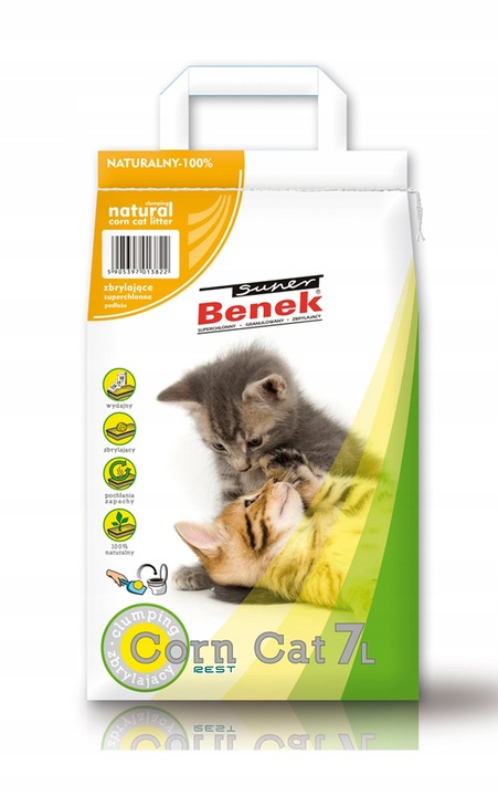 Żwirek kukurydziany dla kota Super Benek Corn Cat Naturalny 7l